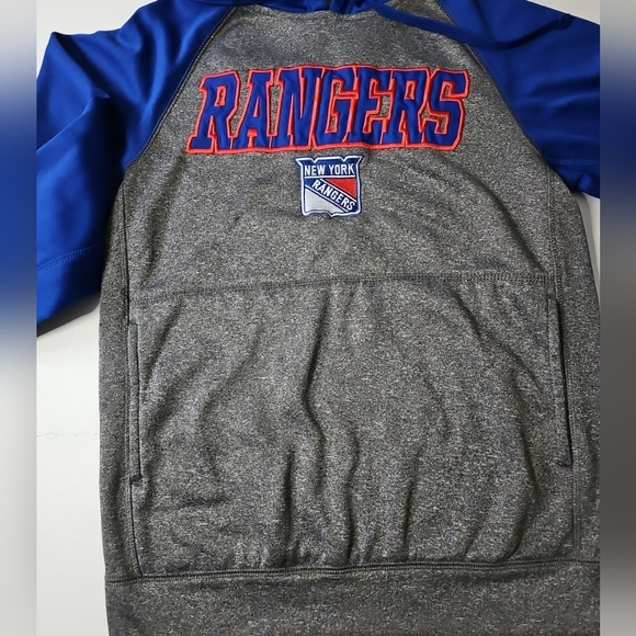 New York Rangers Hoodie Blue Gray NHL Pullover Hooded Sweatshirt Men's Sz Small - Picture 5 of 12